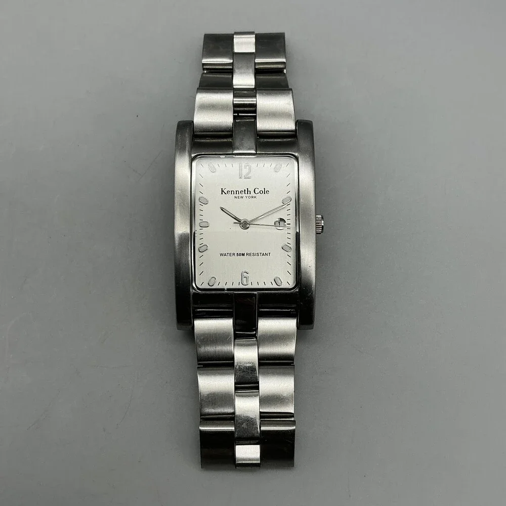 Kenneth Cole KC3227 Women Watch 27mm Silver Tone Stainless Date New Battery 6.5